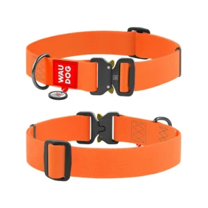 Waudog Collar Waterproof Naranja, Hebilla Fastex de Metal + Placa QR