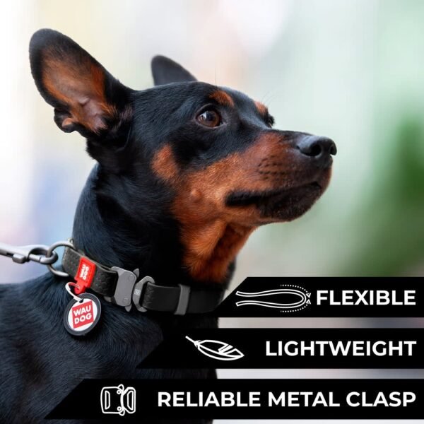 Waudog Collar Waterproof Negro, Hebilla Fastex de Metal + Placa QR - Imagen 4