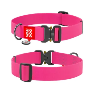 Waudog Collar Waterproof Rosa, Hebilla Fastex de Metal + Placa QR