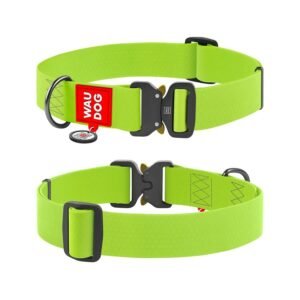 Waudog Collar Waterproof Verde, Hebilla Fastex de Metal + Placa QR