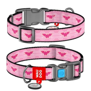 Waudog Collar Wonder Woman 1 DC Comics, Hebilla Fastex de Plástico + Placa QR